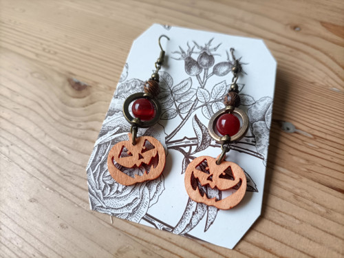 Halloweenské náušnice s achátem a sloním jaspisem