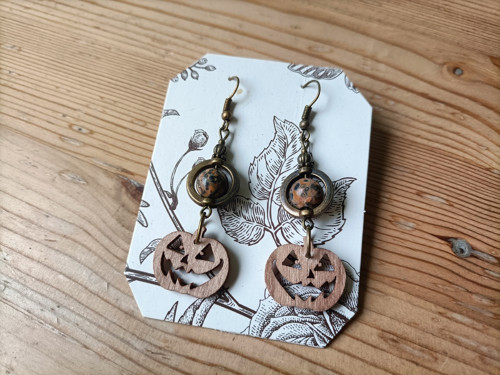 Halloweenské náušnice s jaspisem leopardím