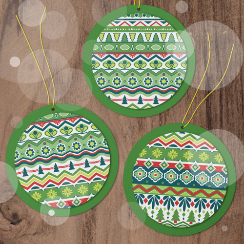 Vánoční ozdoba kolečko ornament - stromy