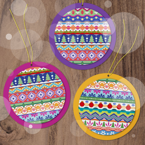 Vánoční ozdoba kolečko ornament - mix vzorů