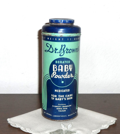 PLECHOVÁ krabička, dětský pudr • Dr. Browns