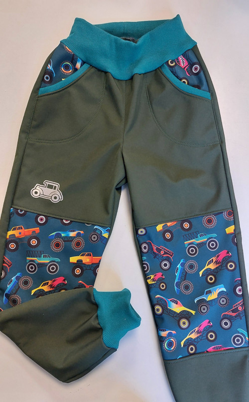Kalhoty softshell, Auta a tm.zelená v.92