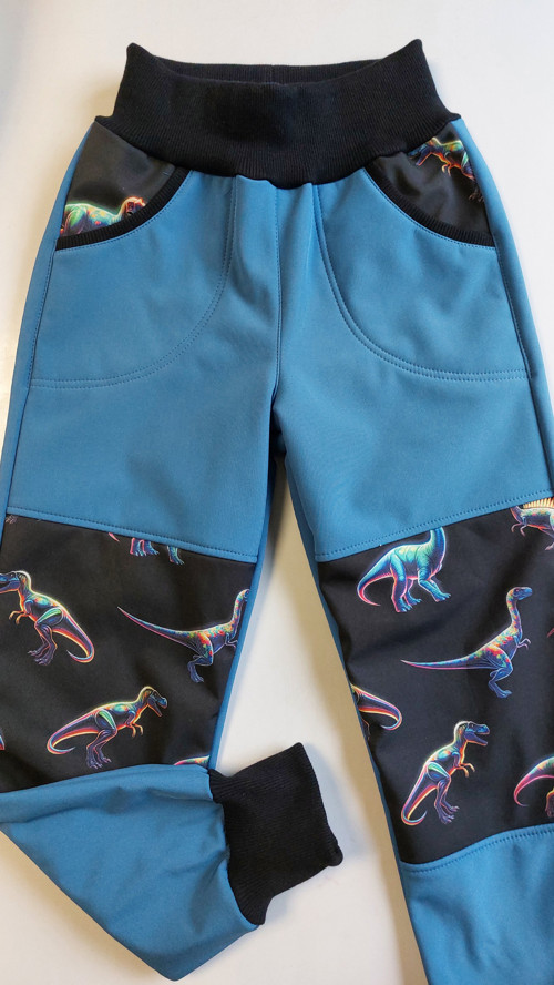 Kalhoty softshell,Dino fosfor a indigo modrá v.92