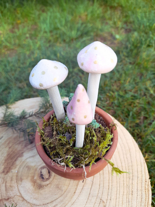 Keramické houbičky zlato růžové — foto 1
