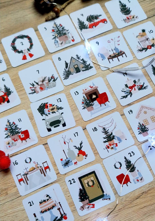 Samolepky - Adventní kalendář - domečky