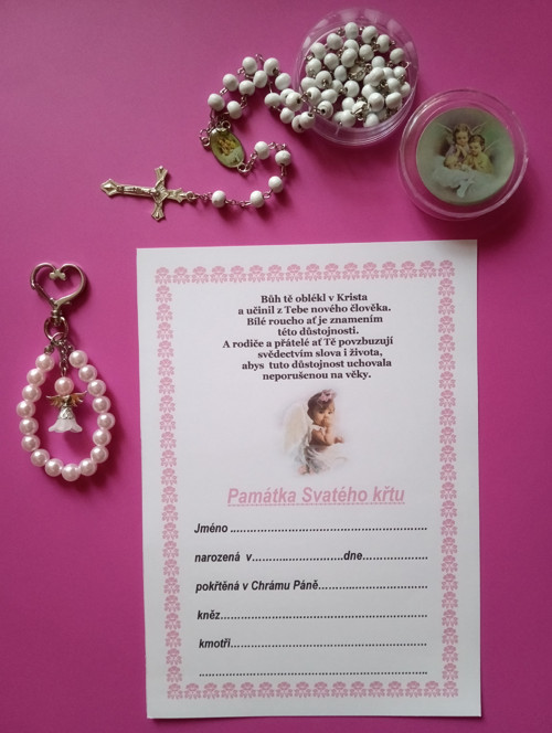 Dárková sada ke křtu růžová