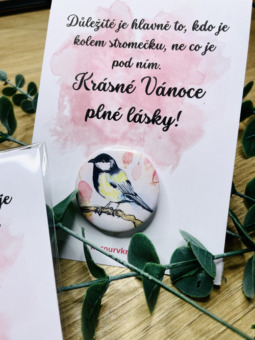 Vánoční přání s plackou - sýkorka