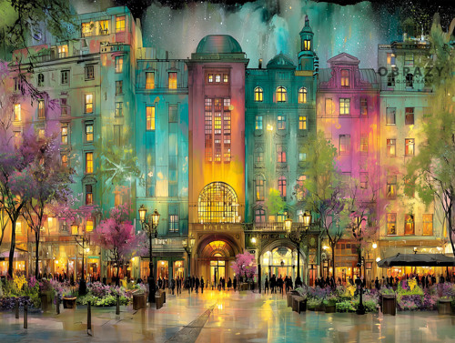 Noční město - obraz na platně 90x60 cm