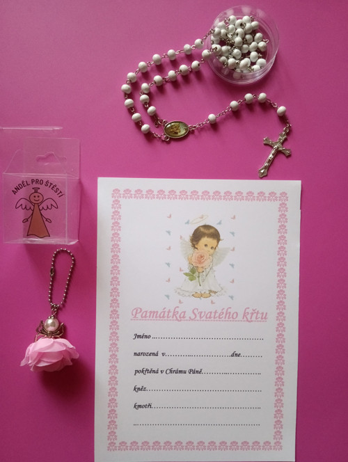 Dárková sada ke křtu růžová