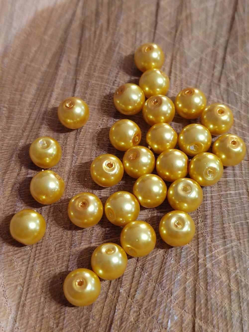Skleněné voskové perly Ø8 mm 50 g barva zlatá svět