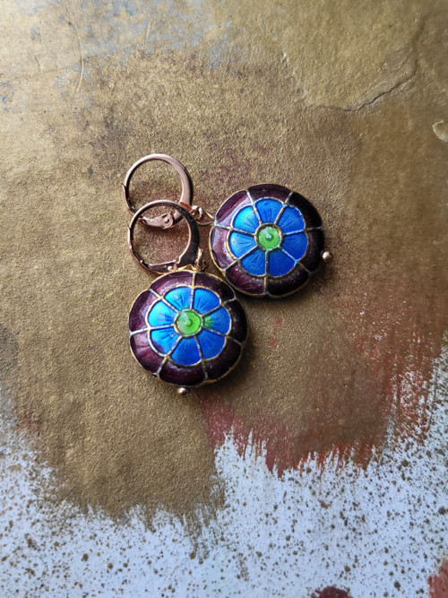 Pařížanka_náušnice_cloisonne & pozlacená ocel