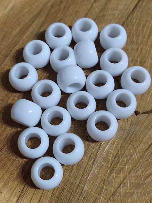 Plastové korálky s velkým průvlekem 11x14 mm bílá