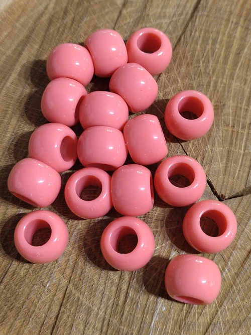 Plastové korálky s velkým průvlekem 11x14 mm losos