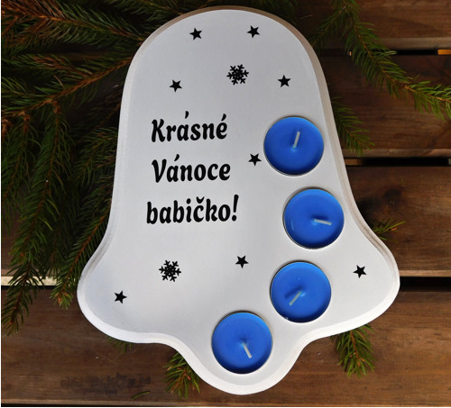 Dřevěný adventní svícen zvon s věnováním