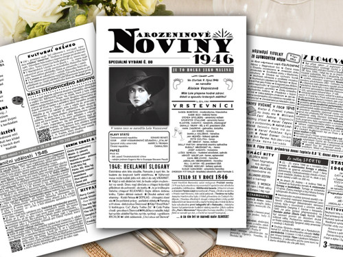 80 let: 3stránkové "Narozeninové NOVINY" 1946, PDF