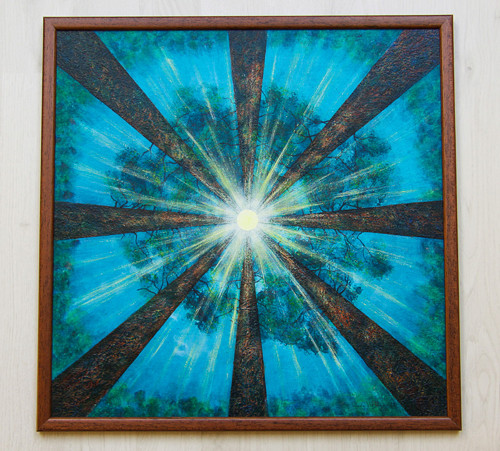 Borovicová mandala - malba na plátně - originál