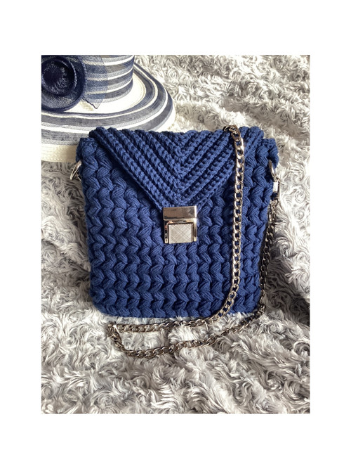 Háčkovaná Boho kabelka - modrá