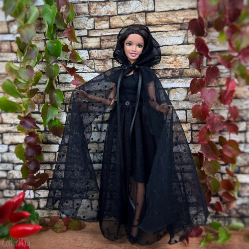 Dlouhý černý plášť pro Barbie — foto 1