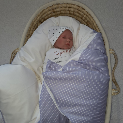 Péřová zavinovačka Fialová s puntíkem