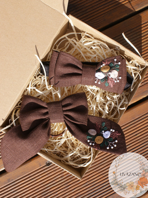 Set mašle + motýlek KAŠTAN — foto 1