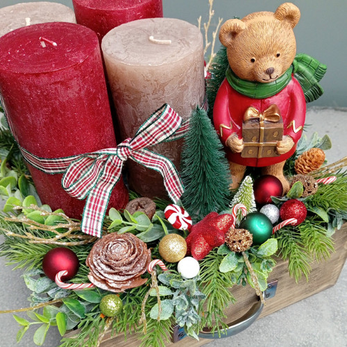 Adventní svícen s medvídkem