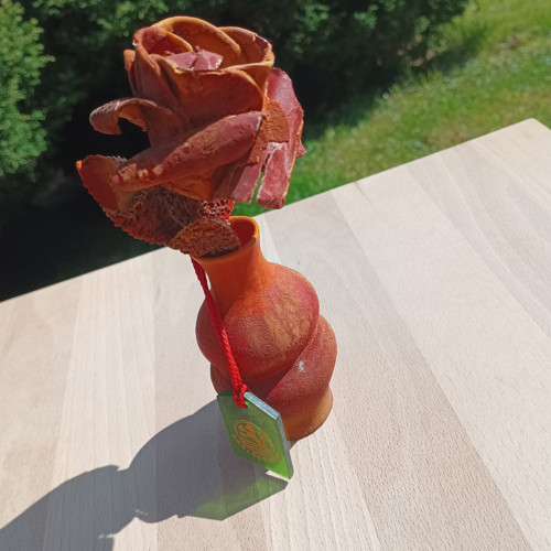 Zkamenělá lázeňská růže ve vázičce