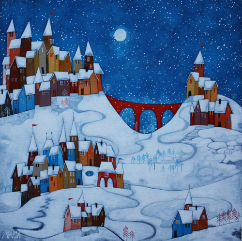 Červený most ... 40x40cm
