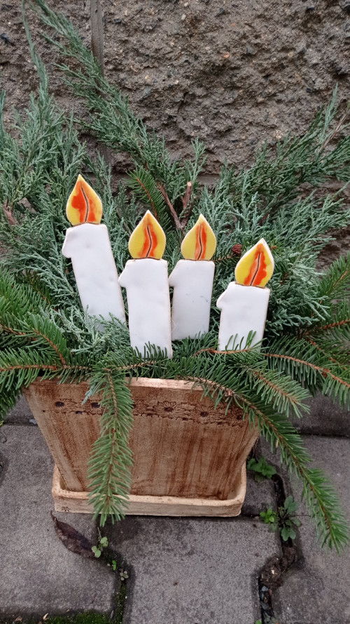 Adventní svíčky z keramiky 4 ks — foto 1