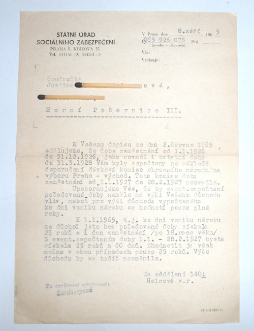 DOPIS • Státní úřad sociálního zabezpečení, 1965