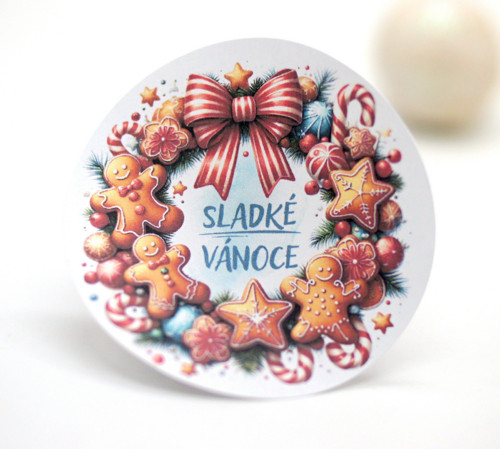 Sladké Vánoce samolepky 12 ks - velké