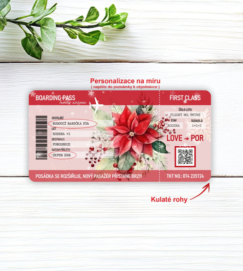 Personalizovaná letenka – oznámení těhotenství