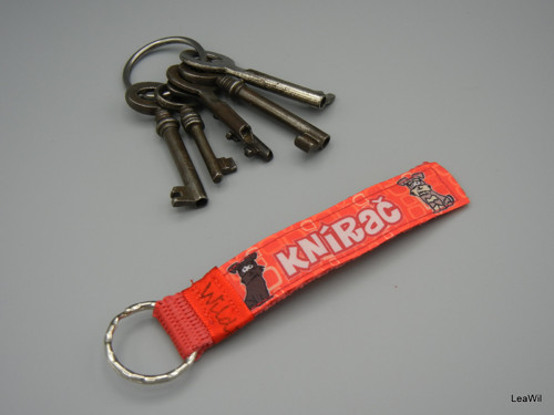 Klíčenka taft 2cm knírač - pásek s kroužkem