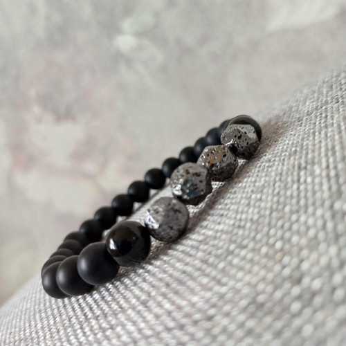 Náramek onyx a pyrit