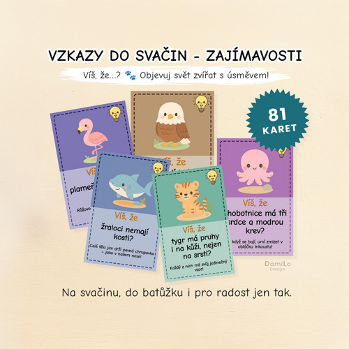 Svačinové vzkazy –Víš, že? Zajímavosti o zvířatech