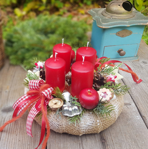 Jutový adventní věneček — foto 1