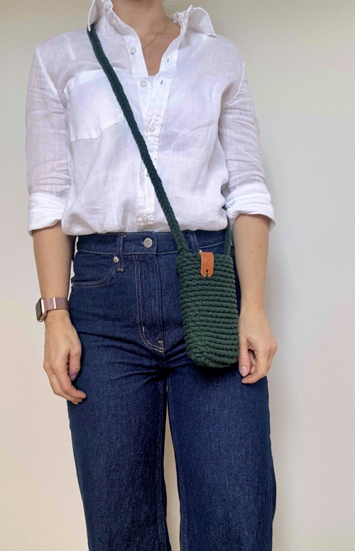 Crossbody kabelka na mobil - zelená