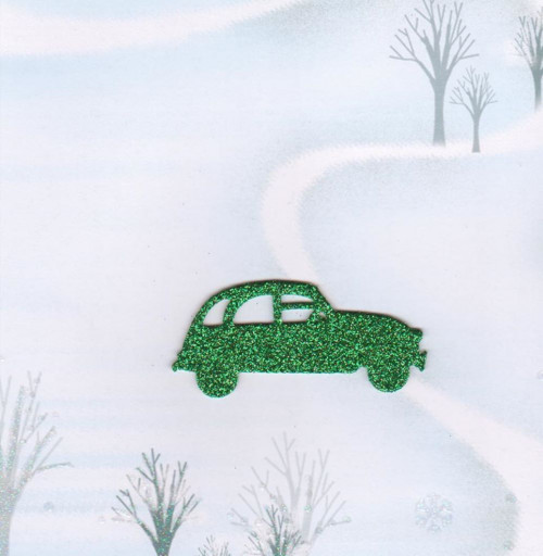 Auto z třpytivé pěnovky - zelené tmavé (5 ks)