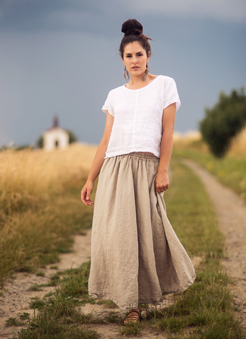 Sukně lněná Režná natur