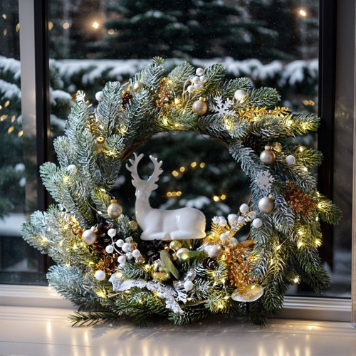 Vánoční věnec na stojanu s LED osvětlením 45 cm