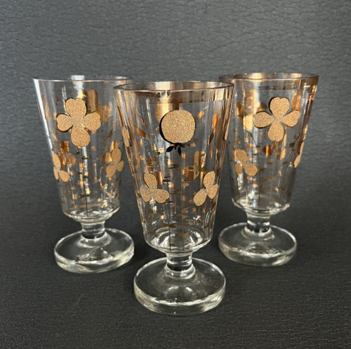 3x starožitná sklenice grogovka Čtyřlístek 200ml