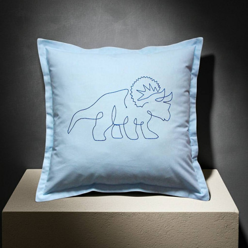 Povlak na polštář bledě modrý s lemem Dinosaurus I
