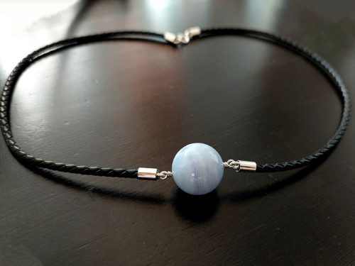 Náhrdelník z pletené kůže chalcedon Ag 925