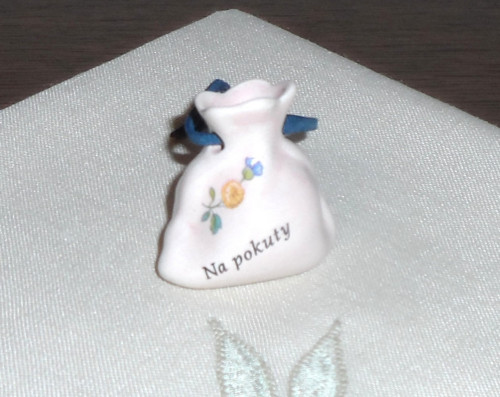 Růžový porcelán, dekorační SÁČEK Na pokuty