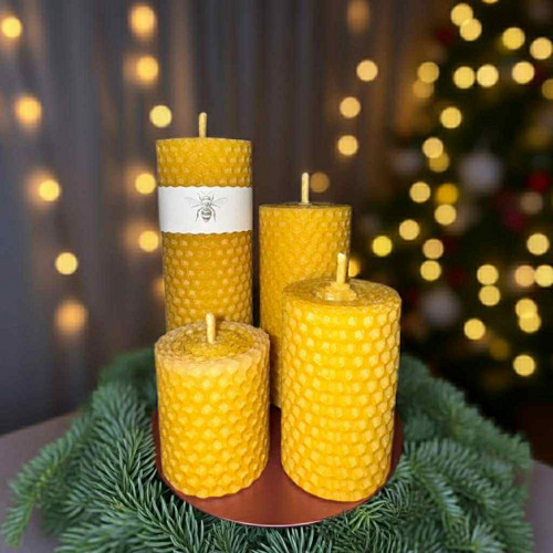 Přírodní adventní svíčky z včelího vosku – 4 kusy