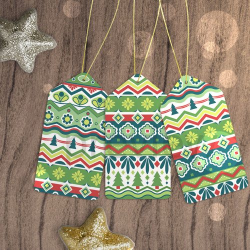 Vánoční jmenovky horizont ornament - stromečky
