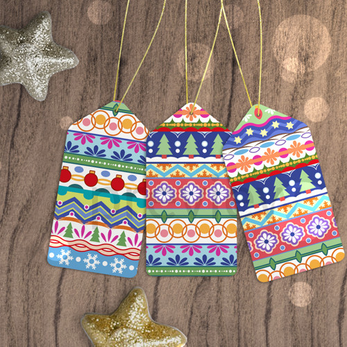Vánoční jmenovky horizont ornament - mix