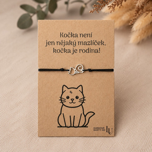 Náramek s kočkou na dárkové kartě