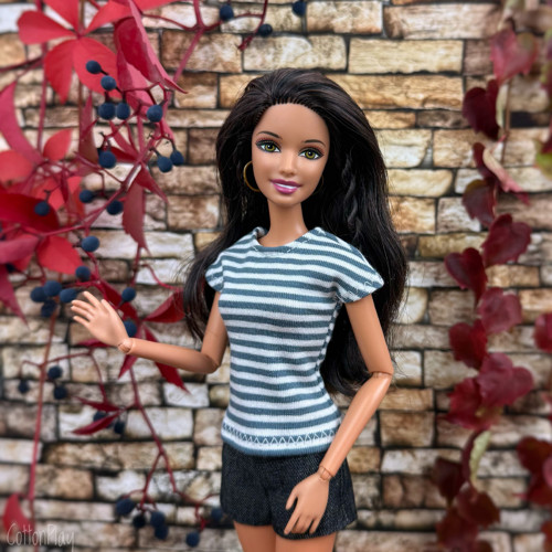 Tričko pro Barbie - šedé proužky — foto 1