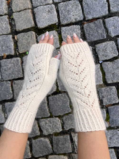 Rukavice bezprstové Ručně pletené Alpaca + Moher