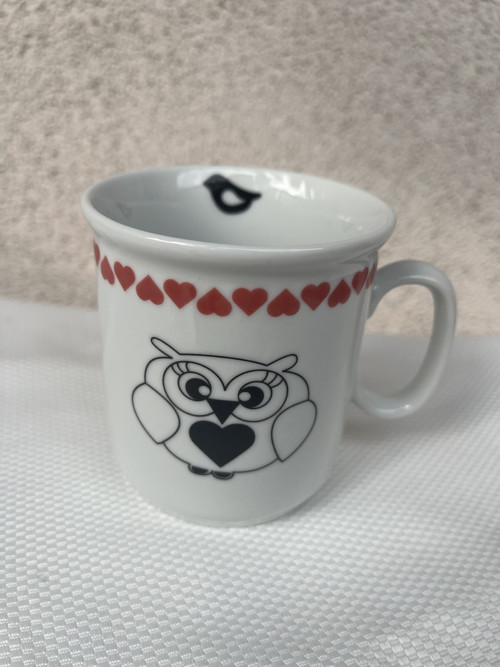 Dětský, porcelánový hrnek -Sovičky srdíčka